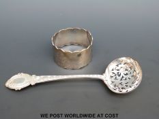 A Victorian hallmarked silver sifter spoon,