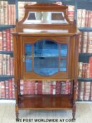 A late 19thC / early 20thC mahogany line inlaid and cross-banded display cabinet with bevelled