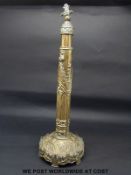 A Victorian Day's patent brass / gilt metal table fan holder with telescopic support,