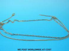A 9ct gold necklace made up of rectangular links together with a 9ct gold chain (9.