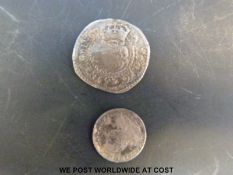 A George II Maundy penny together with a James I half groat