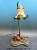 A cherub table lamp,