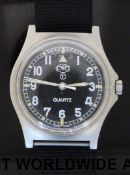 Cabot Watch Company (CWC) G10 military issue wristwatch with luminous hands and markers on black