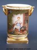 A Flight Barr and Barr Royal Porcelain Works hand decorated cache pot, 'The Mothers Pride,