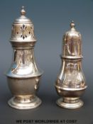 Two hallmarked silver sugar casters,