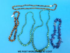 Two malachite beaded necklaces,