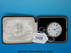 A hallmarked silver cased pocket watch in Benson case