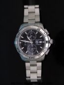 Tag Heuer Aquaracer gentleman's automatic chronograph wristwatch with black face,