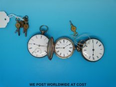 Two Victorian hallmarked silver cased fusee lever pocket watches, one by Edmund Earee London,