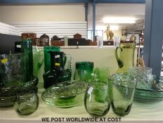 Over twenty pieces of green glass, Whitefriars and others,