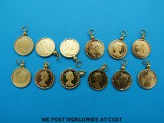 Twelve 1/25 ounce gold coins