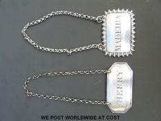 A Georgian hallmarked silver Madeira bottle ticket,