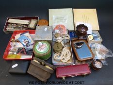 A quantity of collectables including badges, Rolls Royce engine plaque / plate, militaria,