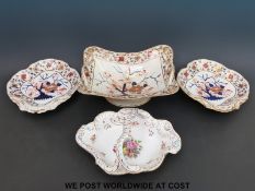 A Crown Derby twin handled pedestal basket,
