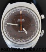 Omega Chronostop gentleman's chronograph wristwatch with white hands on chocolate coloured face,