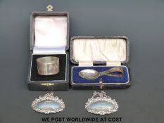 Two hallmarked silver wine labels,