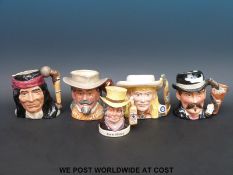 Five Royal Doulton character jugs, Buffalo Bill, Geronimo, Doc Holliday,