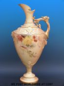 A large Royal Worcester blush ivory pedestal ewer (55cm tall)