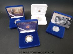 Four commemorative silver proof crowns including William and Kate no.