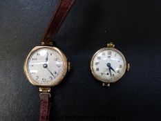 Two 9ct gold ladies wristwatches, one Cyma with susidiary dial,