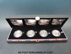 A 2012 UK Royal Mint Countdown to London Olympics 2012 silver Piedfort £5 four coin set,