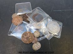 A small amateur collection of coins including 1900 Morgan dollar, other USA examples,