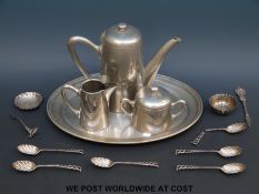 A set of six Victorian hallmarked silver teaspoons together with a Victorian hallmarked silver