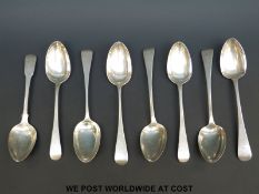 Eight Victorian and Georgian hallmarked silver table spoons,