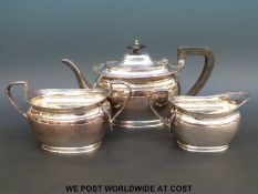 A George VI hallmarked silver three-piece tea service, Sheffield 1944,