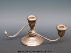 A white metal table candelabra marked Newport Sterling (part missing)