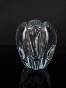 An Orrefors lobed clear glass vase with indistinct signature, 12.