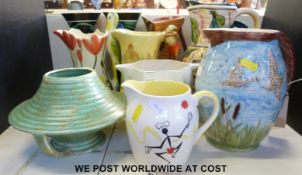 A collection of Art Deco style jugs to include examples from Arthur Wood, Shorter & Son, Kirkham,
