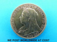 An 1898 veiled head gold full sovereign Melbourne Mint