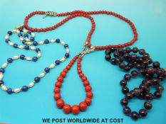 A beaded amethyst necklace,