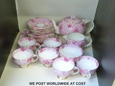 An Art Deco Paragon porcelain tea set decorated with pinks