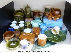 A collection of retro ceramics including Hornsea, Wimbourne, Rye and Denby pottery,
