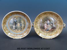 A 19thC Prattware comport and plate 'The Bully' and 'The Hop Queen