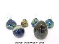 Six Mdina glass paperweights