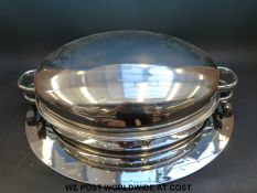 An AMC stainless-steel 100 watt bain-marie, together with a stainless steel roaster and tray,