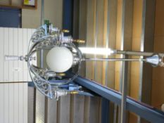 An Art Deco chrome light fitting with central globe and four further bulbs,