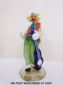 A Murano glass clown by Giuliano Tosi, signed to base,