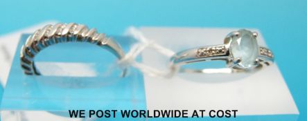 Two 9ct gold rings, one set with diamonds,