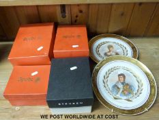 A pair of Bing & Grondahl cabinet plates decorated with royal figures together with various Spode