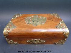 A 19thC walnut brass bound bridge box, width 26.