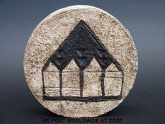 A Troika Pottery wheel vase decorated with concentric patterns and motif (height 12cm)