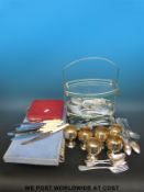 Three cased sets of cutlery including Viners, loose plated cutlery including 19thC,