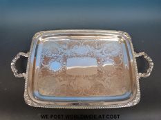 A silver plated tray, length 60cm,