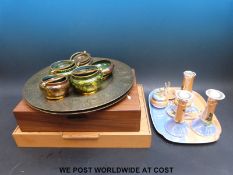 Two canteens of cutlery, dressing table set,