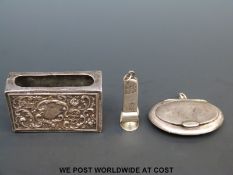 A hallmarked silver matchbox holder,