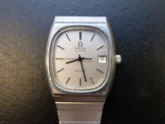 An Omega de Ville gentleman's wristwatch with date aperture and baton markers stainless steel